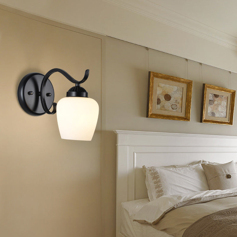 Industrial Style Wall Sconce Grass 1 Light Sconces in Black for Bedroom