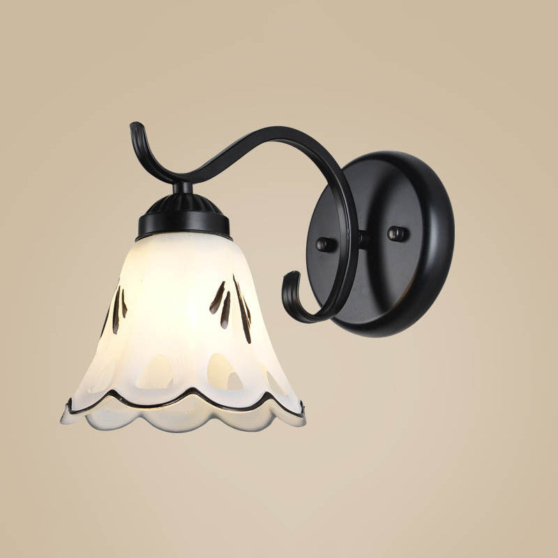 Industrial Style Wall Sconce Grass 1 Light Sconces in Black for Bedroom