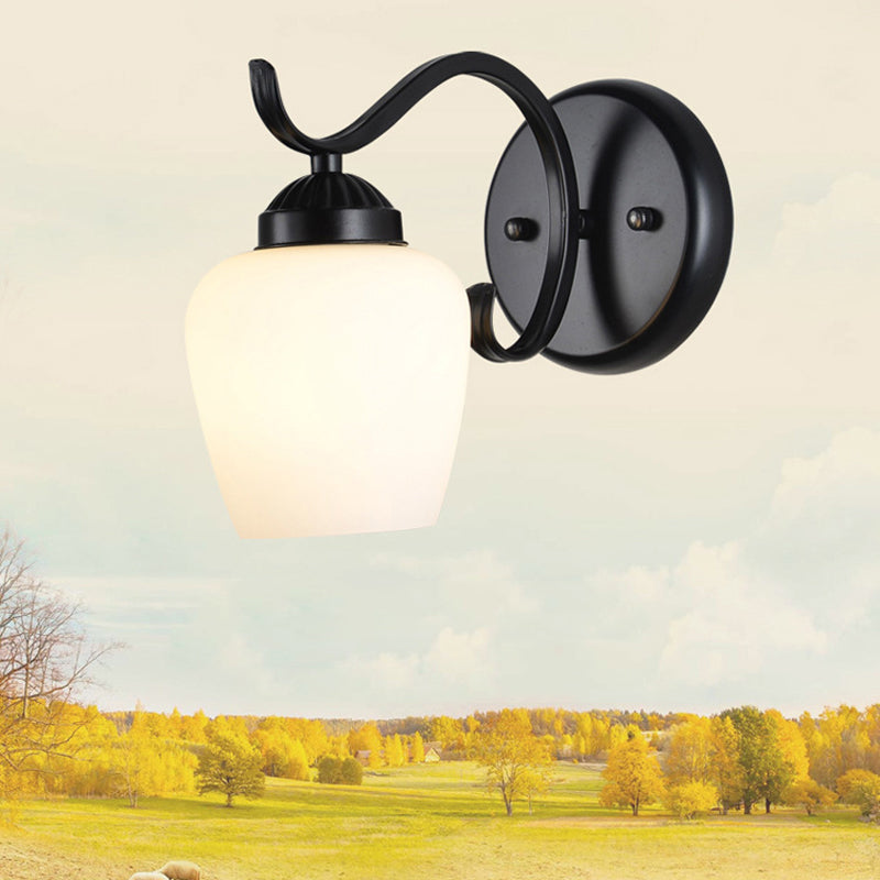 Industrial Style Wall Sconce Grass 1 Light Sconces in Black for Bedroom