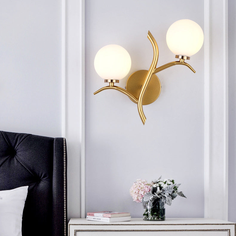 Glass Ball Shade Wall Lighting Fixtures Simple Wall Light Sconce for Bedroom