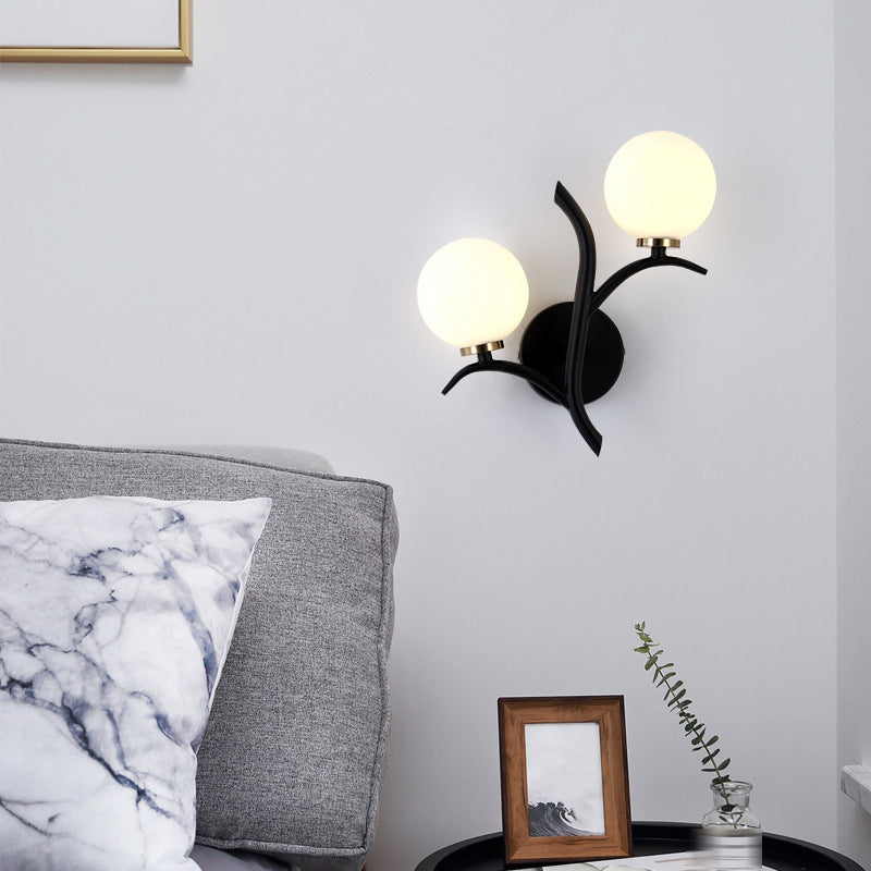 Glass Ball Shade Wall Lighting Fixtures Simple Wall Light Sconce for Bedroom