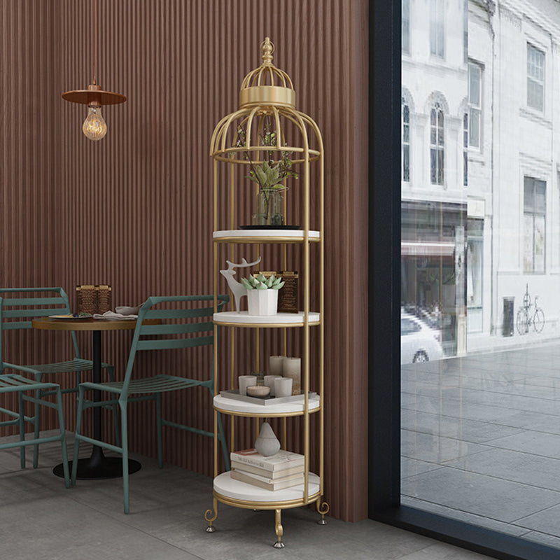 Glam Metal Shelf Bookcase Gold Vertical Bookcase Shelves Included