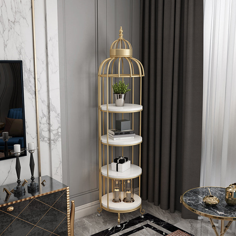 Glam Metal Shelf Bookcase Gold Vertical Bookcase Shelves Included