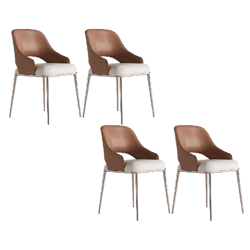 Upholstered Side Chair Glam Style Open Back Dining Accent Chair