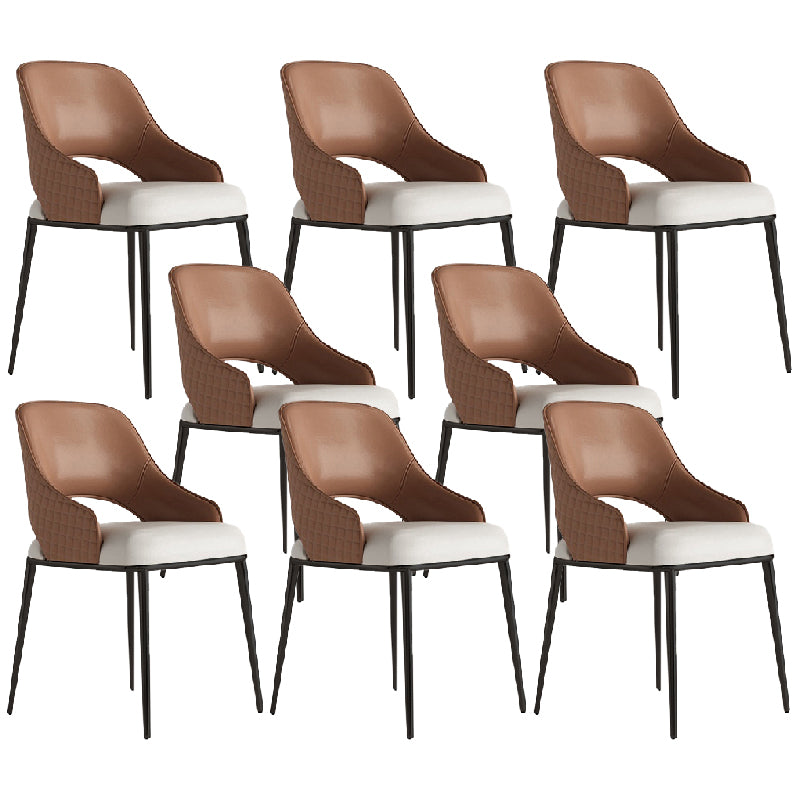 Upholstered Side Chair Glam Style Open Back Dining Accent Chair