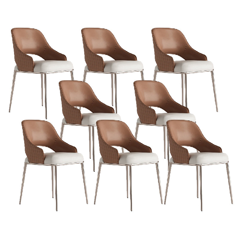 Upholstered Side Chair Glam Style Open Back Dining Accent Chair