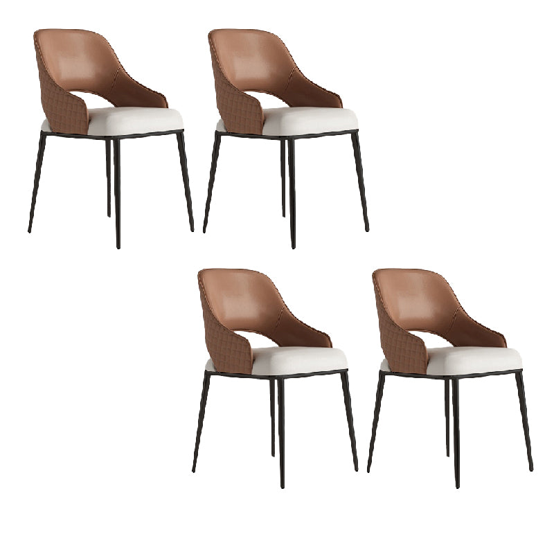 Upholstered Side Chair Glam Style Open Back Dining Accent Chair