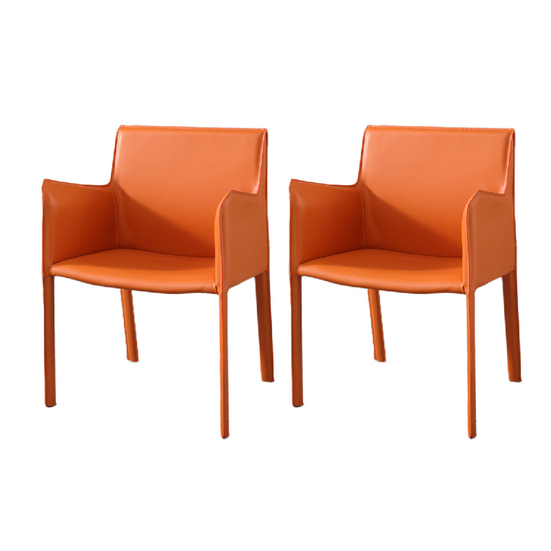 Metal Modern Home Side Chair with Leather Legs Matte Finish Dining Chair for Kitchen