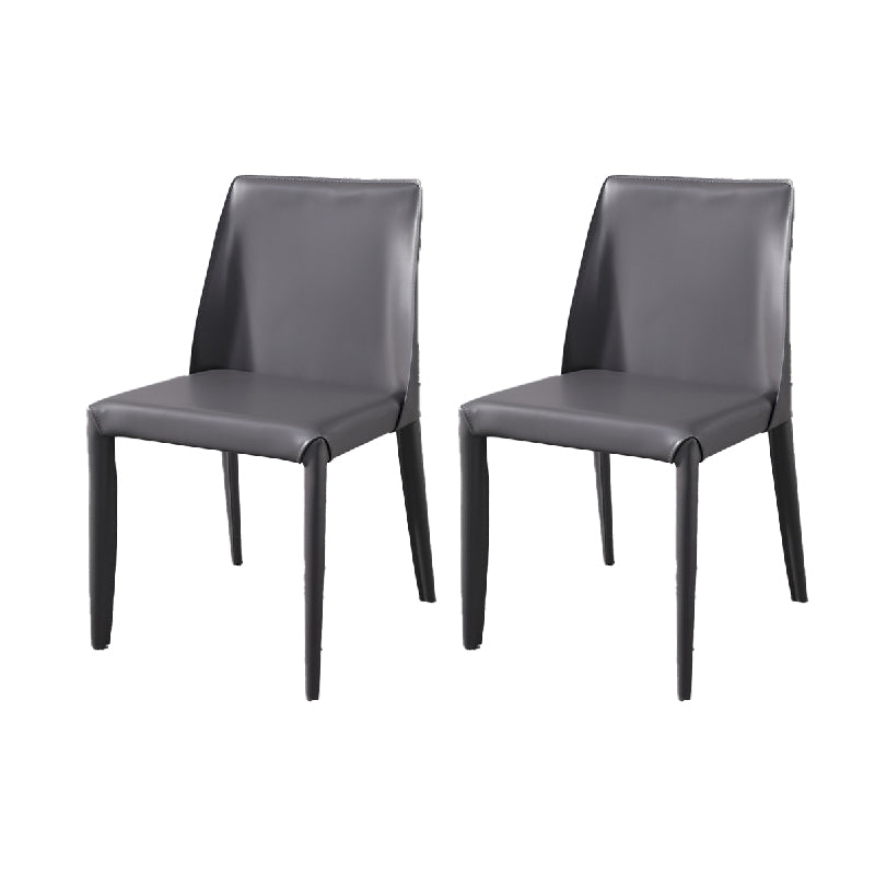Metal Modern Home Side Chair with Leather Legs Matte Finish Dining Chair for Kitchen