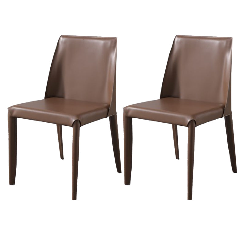 Metal Modern Home Side Chair with Leather Legs Matte Finish Dining Chair for Kitchen