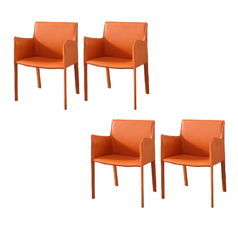 Metal Modern Home Side Chair with Leather Legs Matte Finish Dining Chair for Kitchen