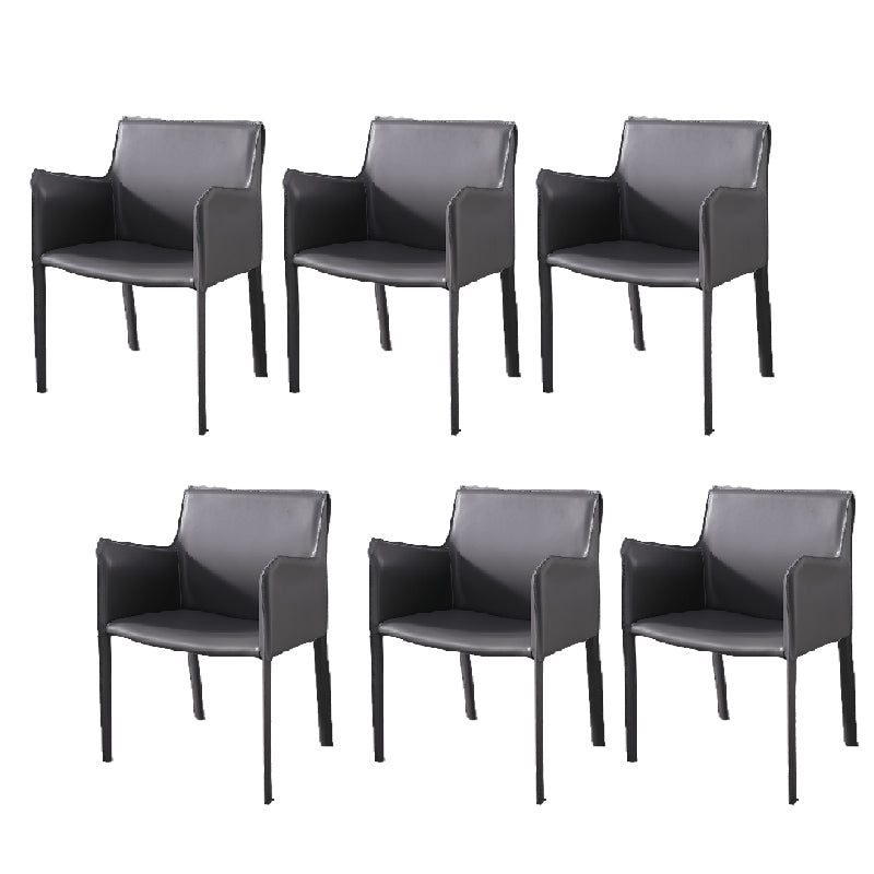Metal Modern Home Side Chair with Leather Legs Matte Finish Dining Chair for Kitchen