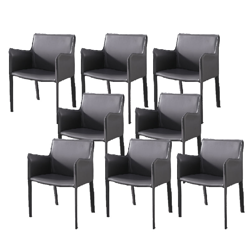 Metal Modern Home Side Chair with Leather Legs Matte Finish Dining Chair for Kitchen