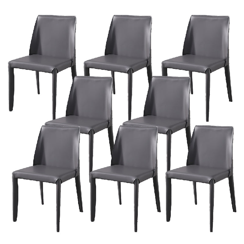 Metal Modern Home Side Chair with Leather Legs Matte Finish Dining Chair for Kitchen