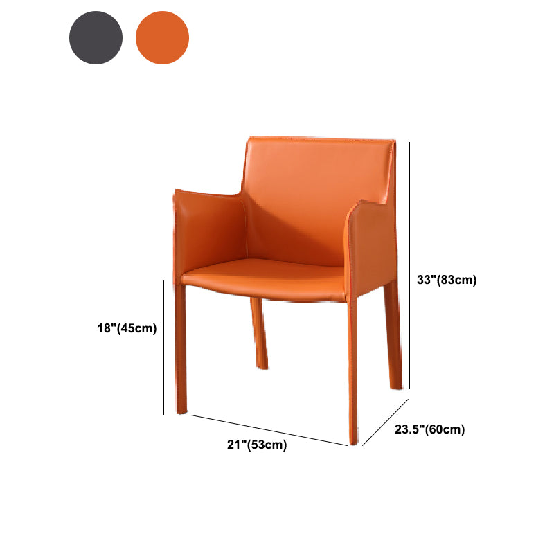 Metal Modern Home Side Chair with Leather Legs Matte Finish Dining Chair for Kitchen