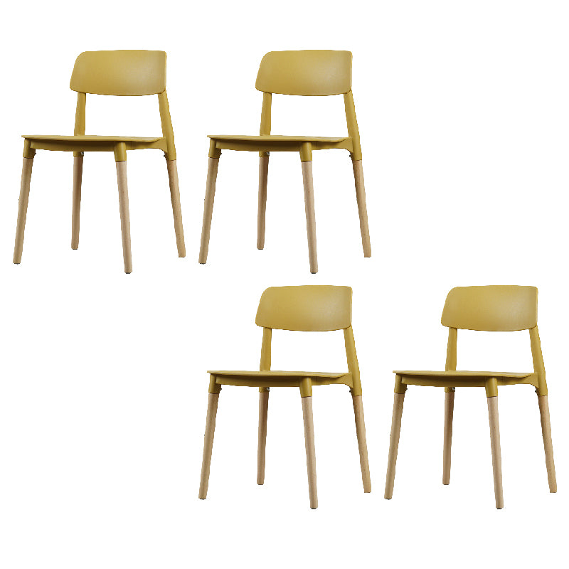 Contemporary Style Dining Chair Armless Dining Chairs with Wooden Legs for Kitchen