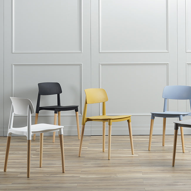 Contemporary Style Dining Chair Armless Dining Chairs with Wooden Legs for Kitchen