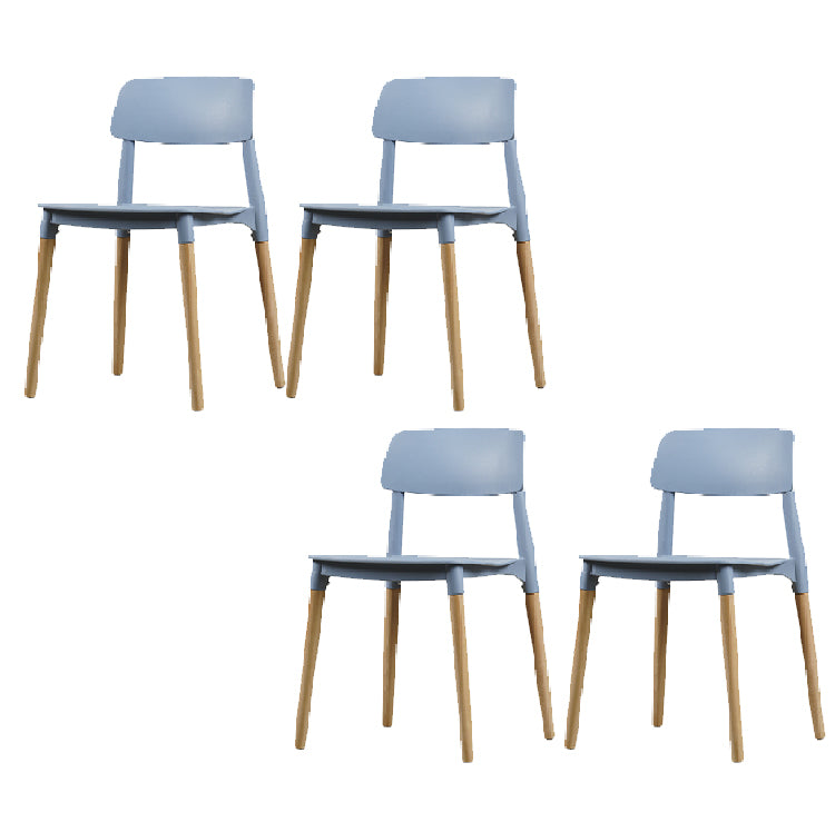 Contemporary Style Dining Chair Armless Dining Chairs with Wooden Legs for Kitchen