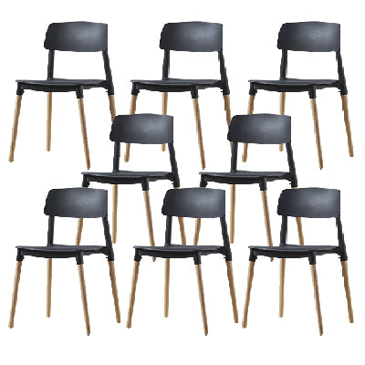 Contemporary Style Dining Chair Armless Dining Chairs with Wooden Legs for Kitchen