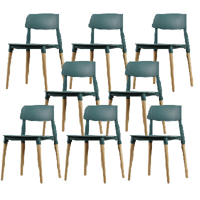 Contemporary Style Dining Chair Armless Dining Chairs with Wooden Legs for Kitchen