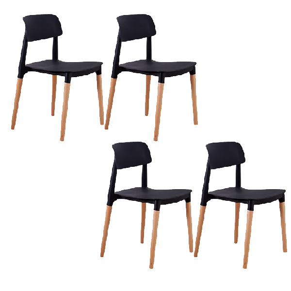 Contemporary Style Dining Chairs Armless Dining Chairs with Wooden Legs for Kitchen