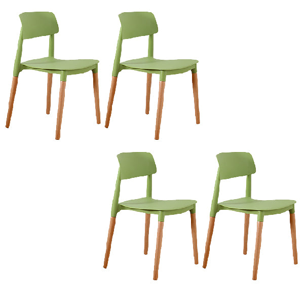 Contemporary Style Dining Chairs Armless Dining Chairs with Wooden Legs for Kitchen