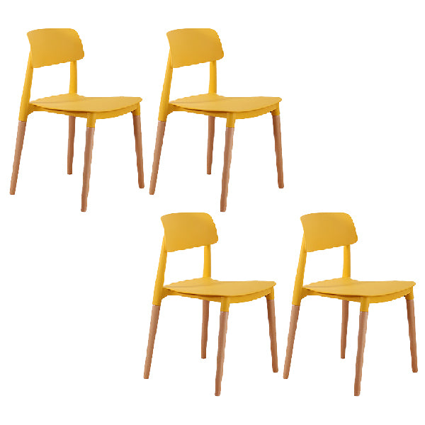 Contemporary Style Dining Chairs Armless Dining Chairs with Wooden Legs for Kitchen