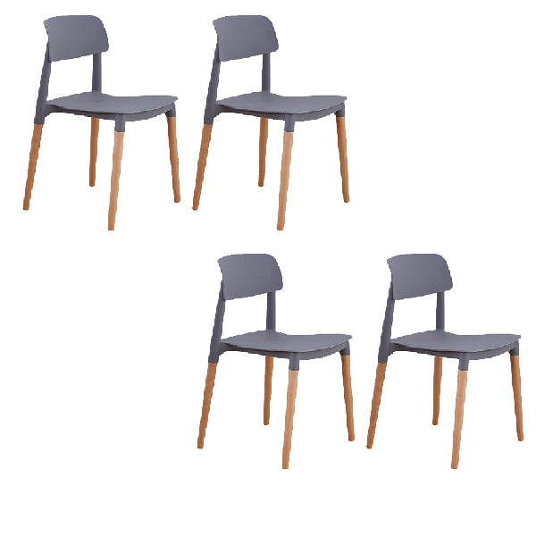Contemporary Style Dining Chairs Armless Dining Chairs with Wooden Legs for Kitchen
