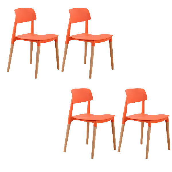 Contemporary Style Dining Chairs Armless Dining Chairs with Wooden Legs for Kitchen