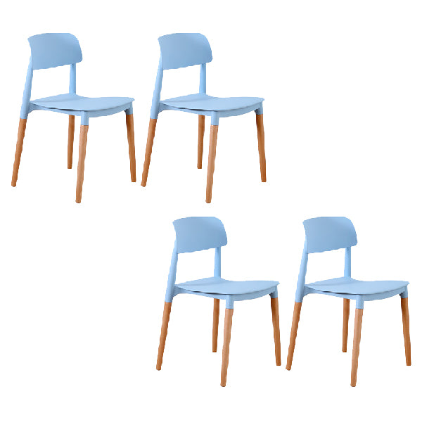 Contemporary Style Dining Chairs Armless Dining Chairs with Wooden Legs for Kitchen