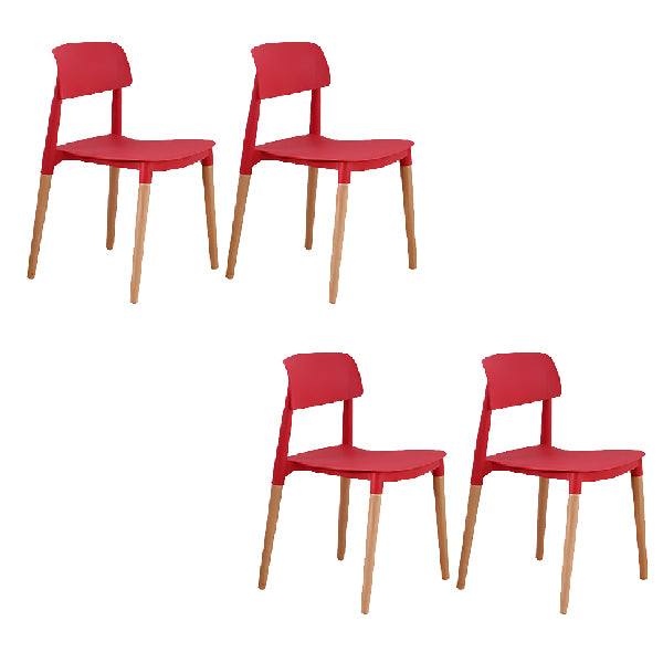 Contemporary Style Dining Chairs Armless Dining Chairs with Wooden Legs for Kitchen