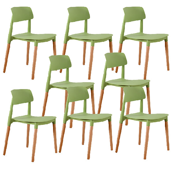 Contemporary Style Dining Chairs Armless Dining Chairs with Wooden Legs for Kitchen