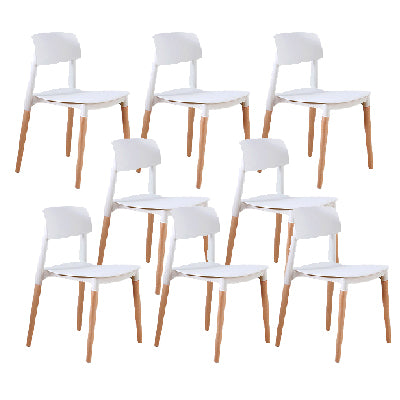 Contemporary Style Dining Chairs Armless Dining Chairs with Wooden Legs for Kitchen