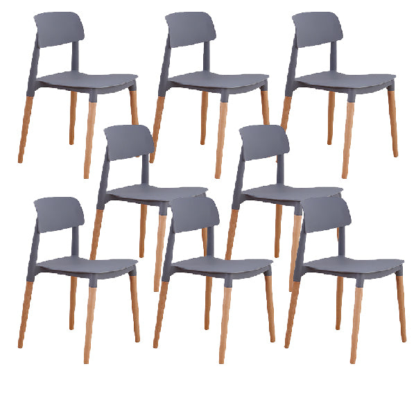 Contemporary Style Dining Chairs Armless Dining Chairs with Wooden Legs for Kitchen