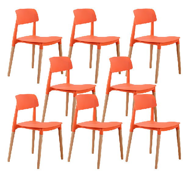 Contemporary Style Dining Chairs Armless Dining Chairs with Wooden Legs for Kitchen