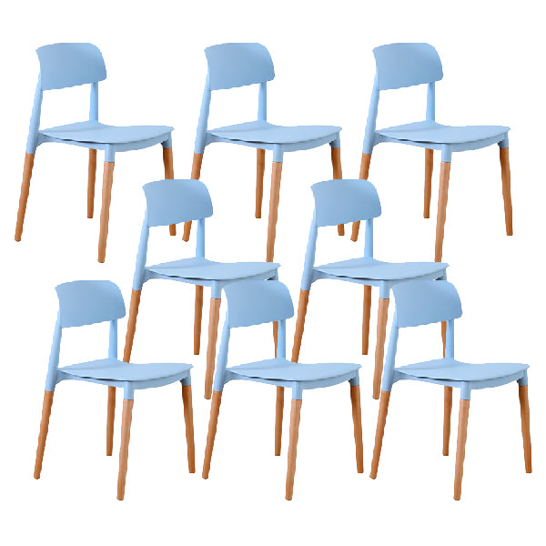 Contemporary Style Dining Chairs Armless Dining Chairs with Wooden Legs for Kitchen