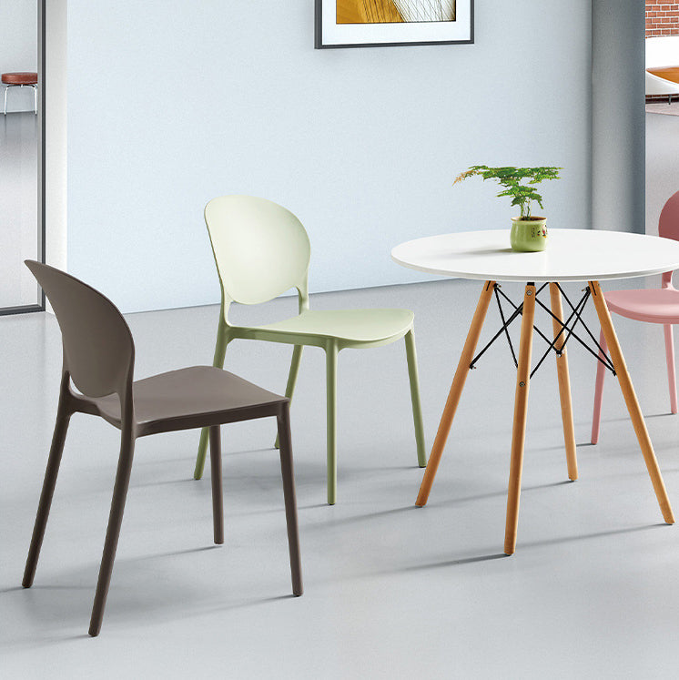 Contemporary Style Dining Chairs Armless Dining Chairs with Plastic Legs for Kitchen