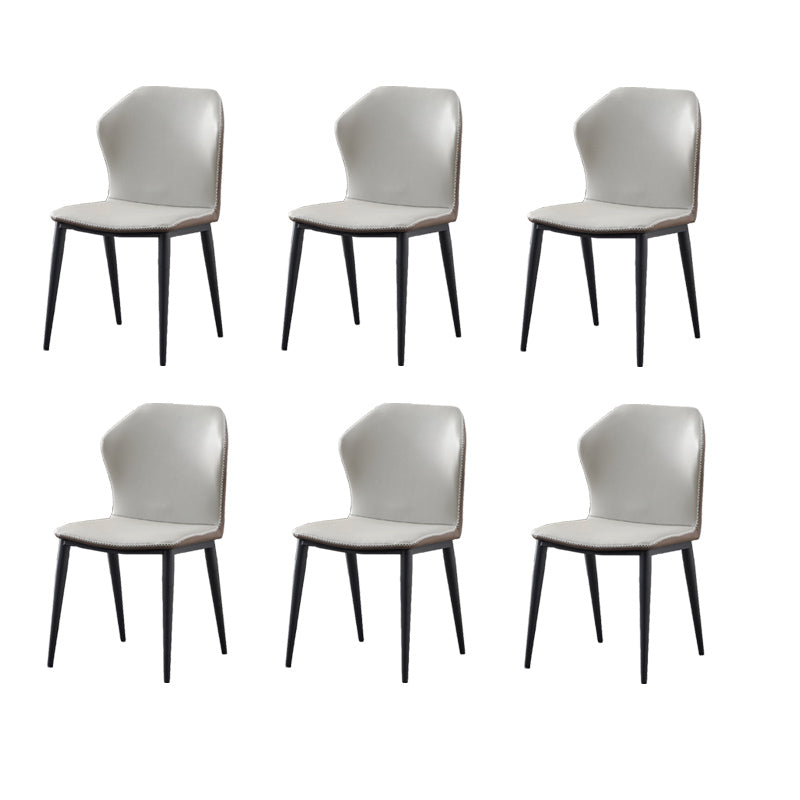 Industrial Wingback Side Chair Faux Leather Armless Dining Chairs