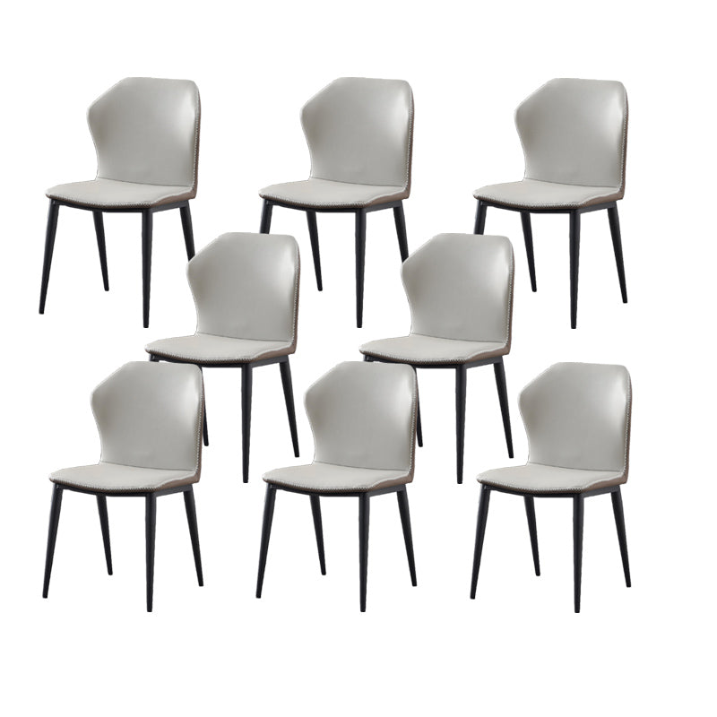 Industrial Wingback Side Chair Faux Leather Armless Dining Chairs