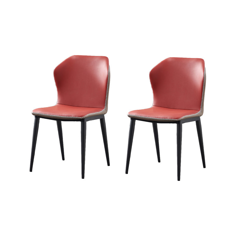 Industrial Wingback Side Chair Faux Leather Armless Dining Chairs