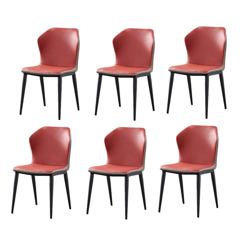 Industrial Wingback Side Chair Faux Leather Armless Dining Chairs