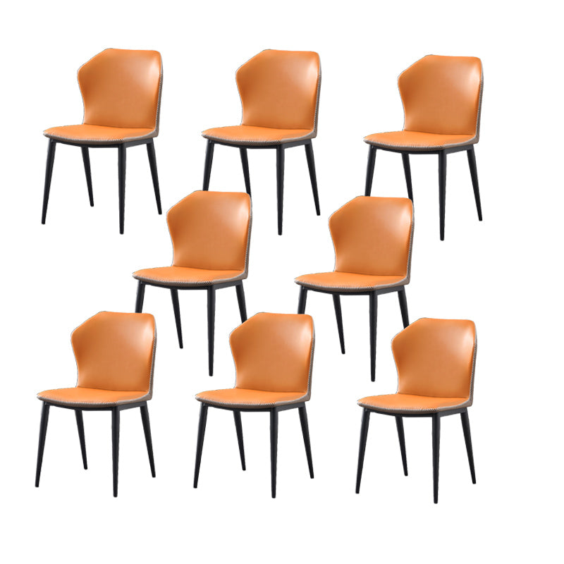 Industrial Wingback Side Chair Faux Leather Armless Dining Chairs