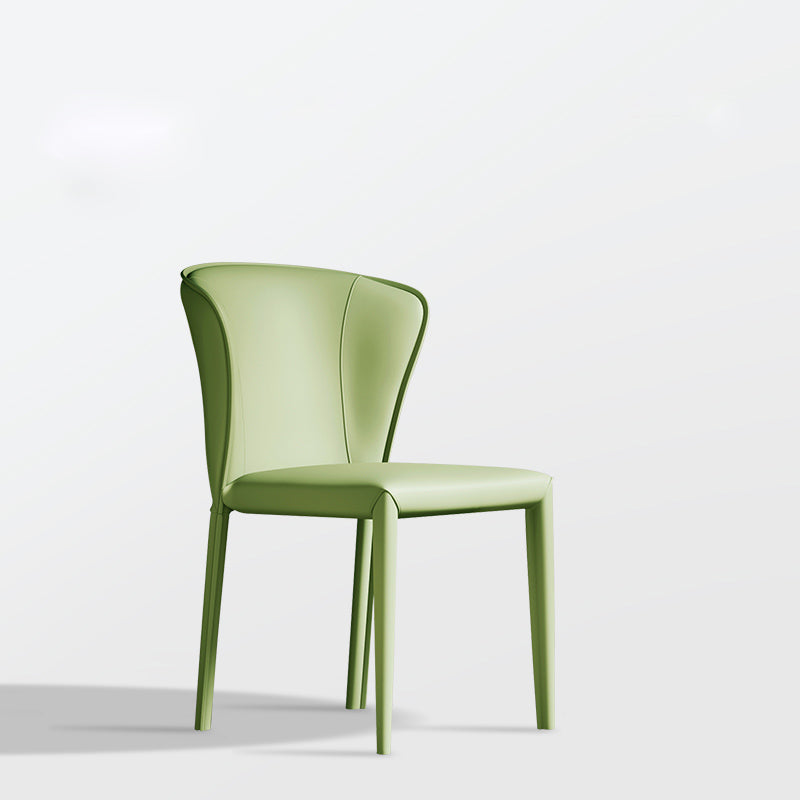 Matte Finish Wingback Side Chair for Home Contemporary Faux Leather Dining Chair