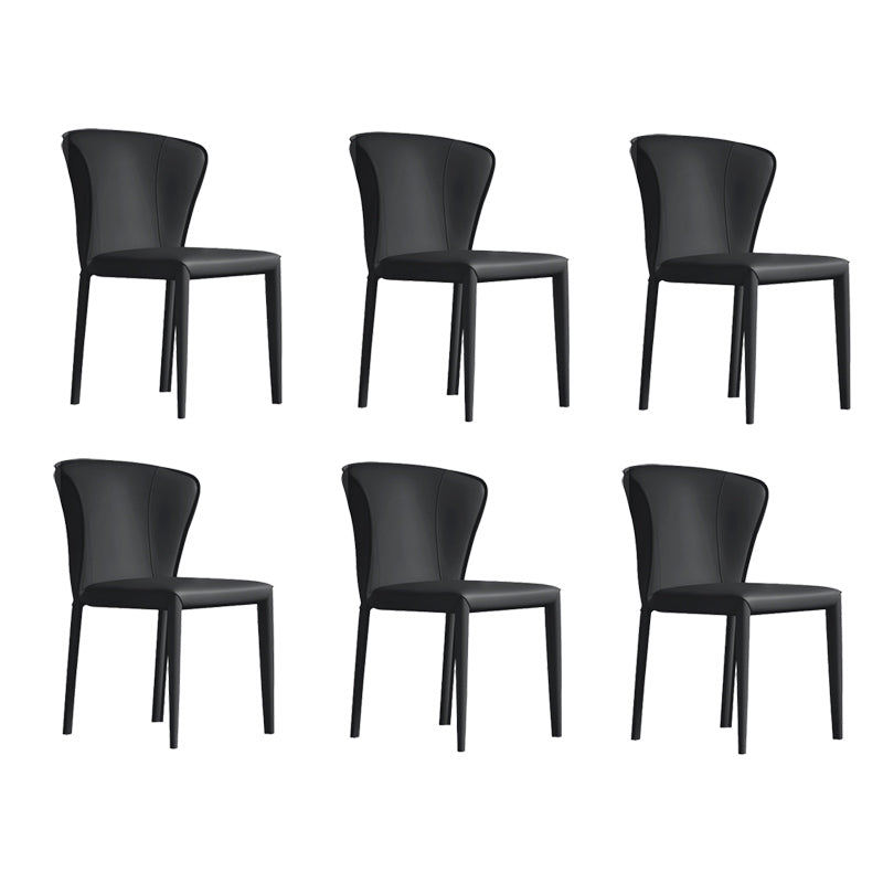 Matte Finish Wingback Side Chair for Home Contemporary Faux Leather Dining Chair