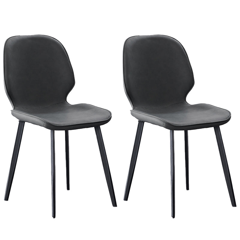 Modern Style Chair Faux Leather and Metal Dining Side Chair for Home