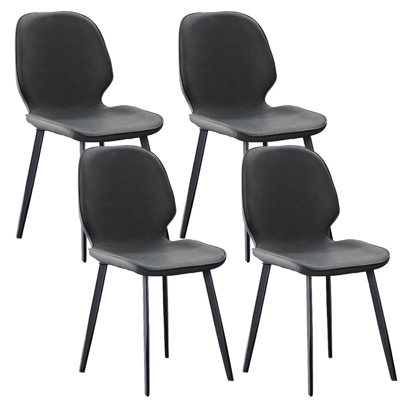 Modern Style Chair Faux Leather and Metal Dining Side Chair for Home