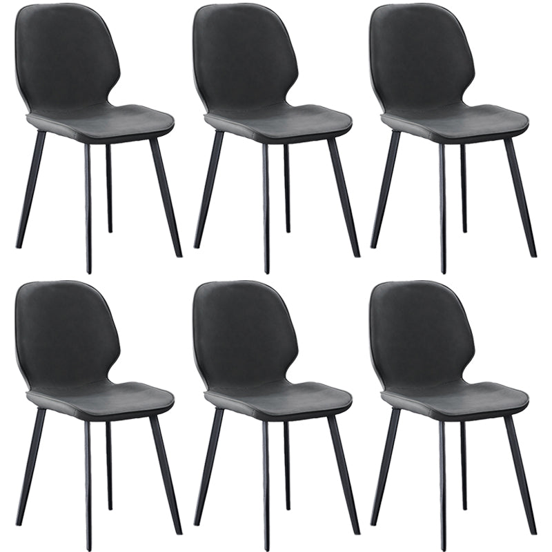 Modern Style Chair Faux Leather and Metal Dining Side Chair for Home