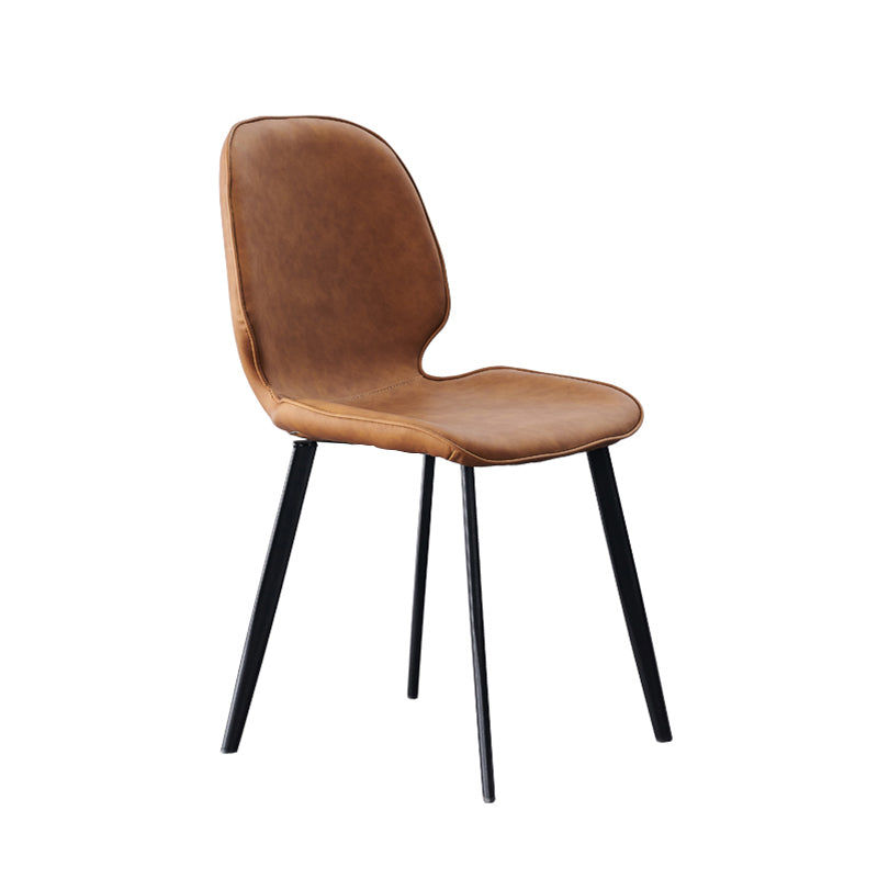 Modern Style Chair Faux Leather and Metal Dining Side Chair for Home