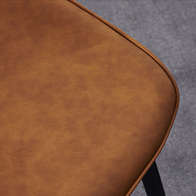 Modern Style Chair Faux Leather and Metal Dining Side Chair for Home