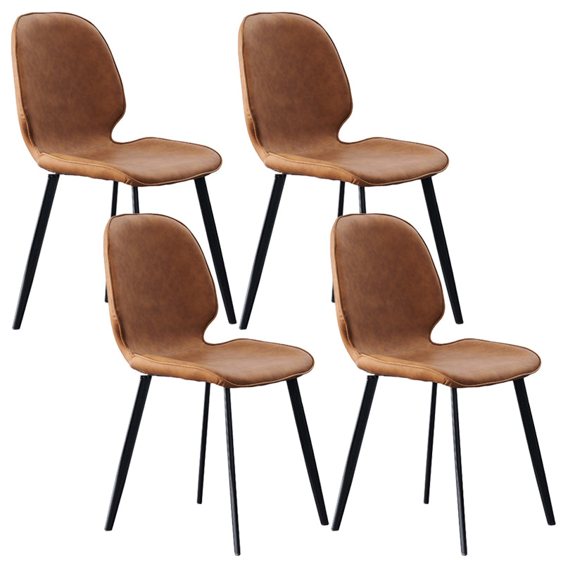 Modern Style Chair Faux Leather and Metal Dining Side Chair for Home